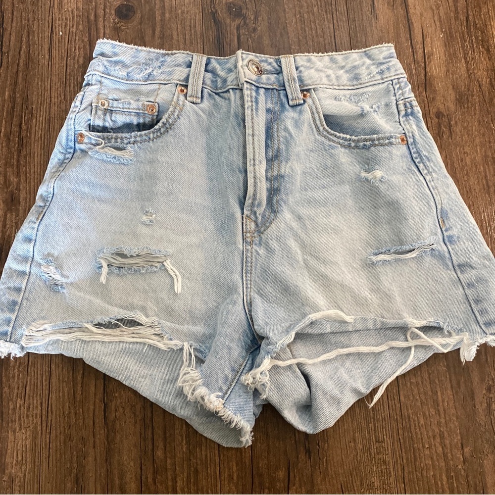 Stradivarius Light Blue Denim Shorts